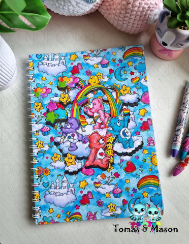 Custom A4 Notebook, Rainbow Bears Design