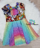 Custom Little Bow Dress with Full Circle Skirt and 3 Sleeve Options
