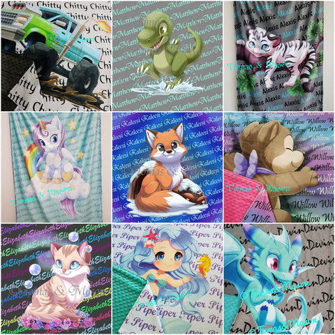 Personalised Minky Blanket All Designs, Double Size