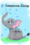 Personalised Minky Blanket Elephant Bubbles Design