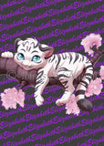 Personalised Minky Blanket White Tiger Design
